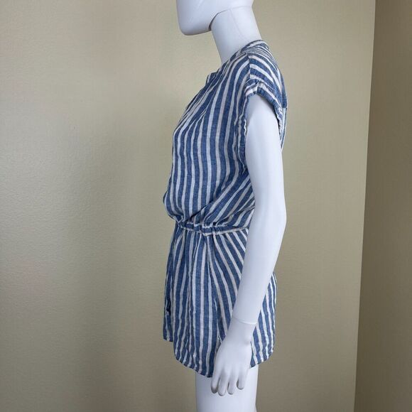 Rails Women's Size XS Blue Emma Mykonos Stripe Linen Mini Dress Cover Up Resort - Picture 10 of 17